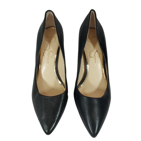JESSICA SIMPSON! ABIGAILLE BLACK GENUINE LEATHER CLASSIC PUMPS/HEELS! SZ 8.5M - Picture 4 of 11